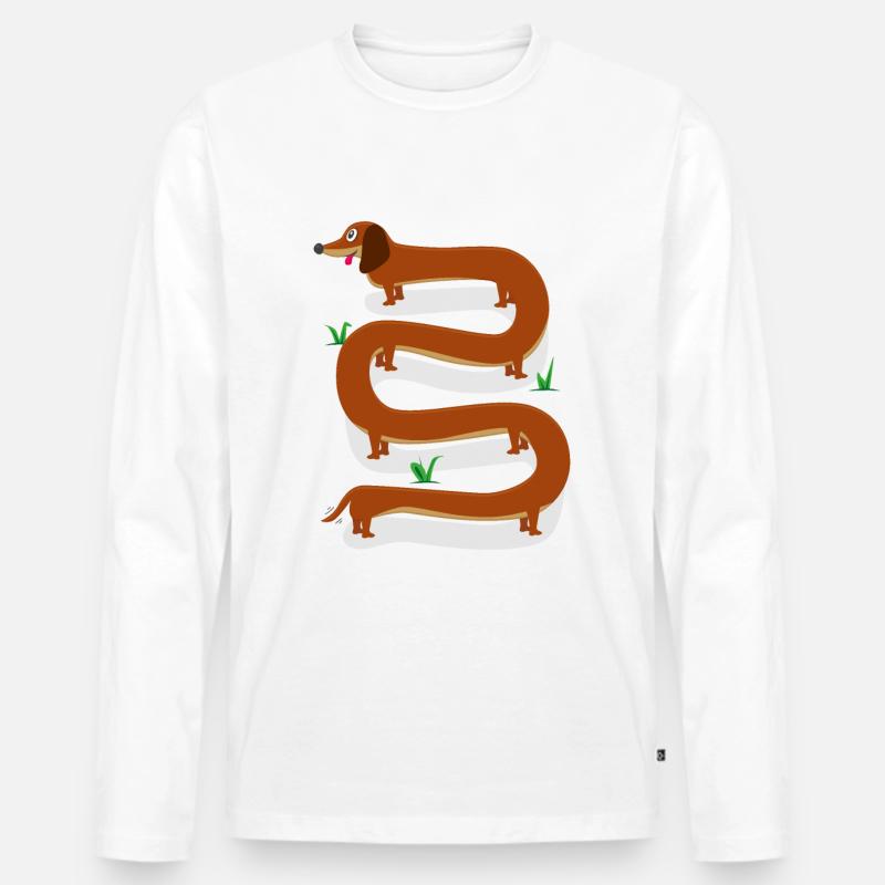 Wursthund lang - Dackel - Männer Premium Bio Langarmshirt - Weiß