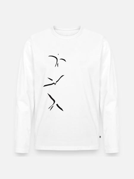 Schwalben am Himmel - Männer Premium Bio Langarmshirt - Weiß