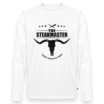 Le Steakmaster - T-shirt manches longues Premium bio Homme - blanc - Devant - Nico (187cm)