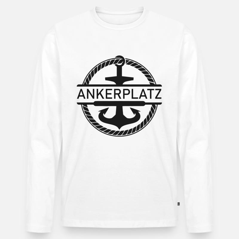 Ankerplatz mit Schiff Anker - Männer Premium Bio Langarmshirt - Weiß