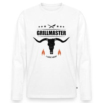 BBQ - Men's Premium Organic Long Sleeve Shirt - white - Front - Nico (187cm)