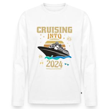 Croisière vers le jour de l’An 2024 - T-shirt manches longues Premium bio Homme - blanc - Devant - Nico (187cm)