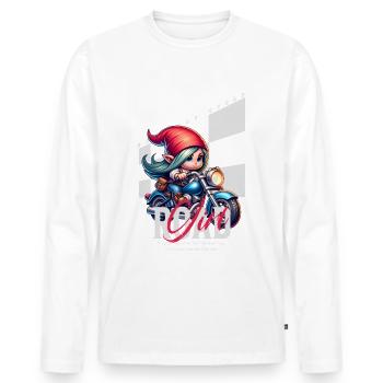 Road Girl née pour la vitesse - T-shirt manches longues Premium bio Homme - blanc - Devant - Nico (187cm)