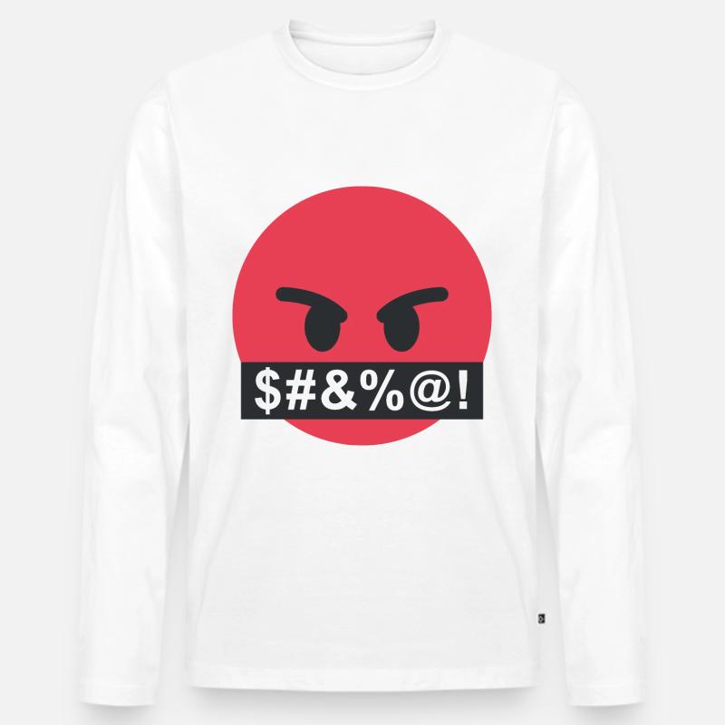 Wütendes Gesicht - Männer Premium Bio Langarmshirt - Weiß