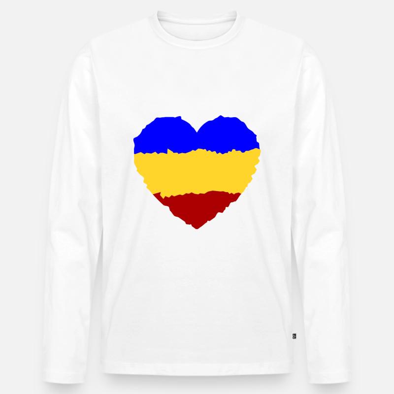 Rumänisches Herz - Männer Premium Bio Langarmshirt - Weiß