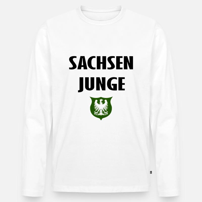Der Sachsenjunge - Männer Premium Bio Langarmshirt - Weiß