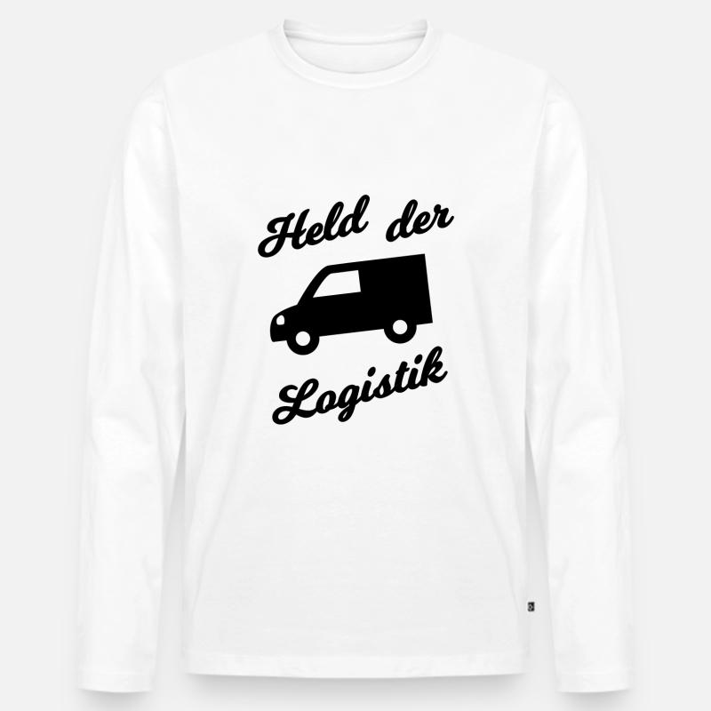 Die Helden der Logistik - Männer Premium Bio Langarmshirt - Weiß