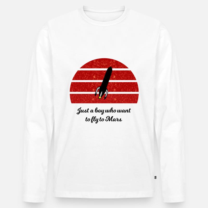 Mars Entdeckung - Männer Premium Bio Langarmshirt - Weiß