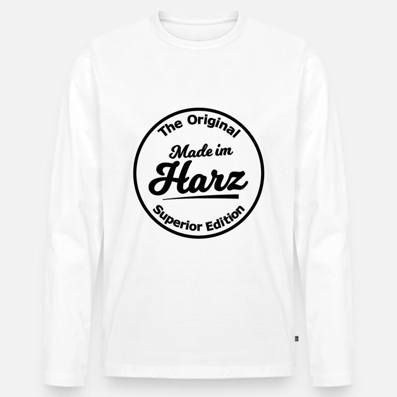 Die Heimat Harz - Männer Premium Bio Langarmshirt - Weiß