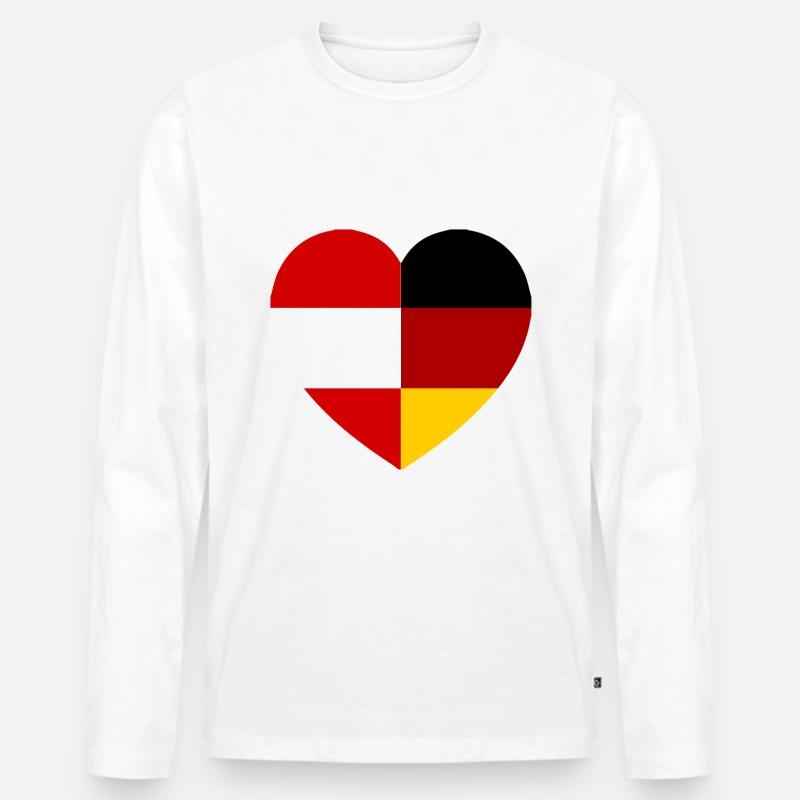 Austria Deutsches Herz - Männer Premium Bio Langarmshirt - Weiß