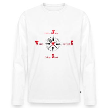 Amateurs de viande, boussole pour viande grillée - T-shirt manches longues Premium bio Homme - blanc - Devant - Nico (187cm)