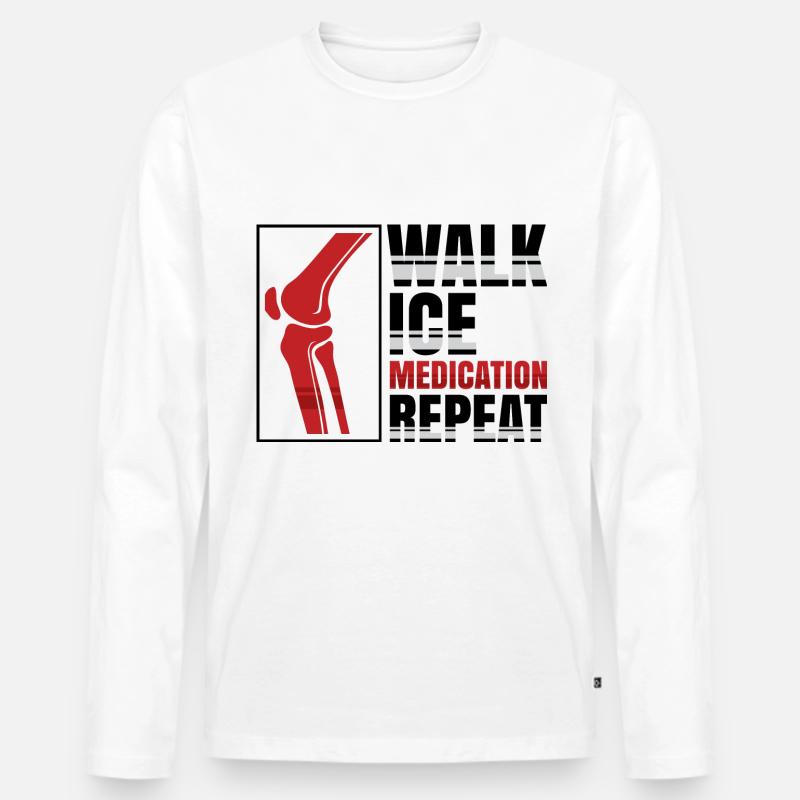 Walk Ice Medication Repeat - Männer Premium Bio Langarmshirt - Weiß