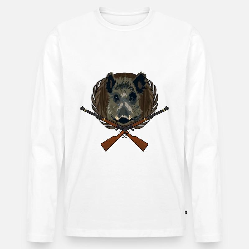 Jagdtrophäe Jäger Keiler Geschenkidee - Männer Premium Bio Langarmshirt - Weiß