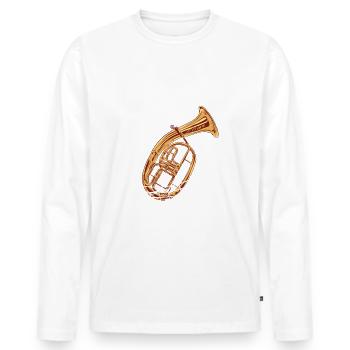 Horn Blasmusik tenor spielen - Männer Premium Bio Langarmshirt - Weiß - Vorne - Nico (187cm)