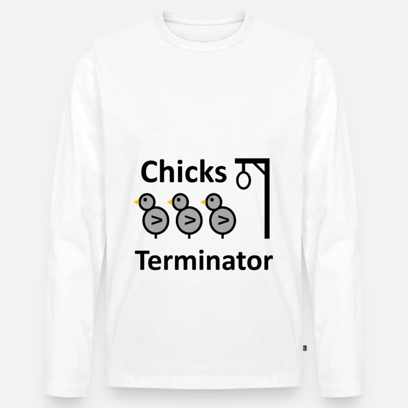 Chicks Terminator - Männer Premium Bio Langarmshirt - Weiß