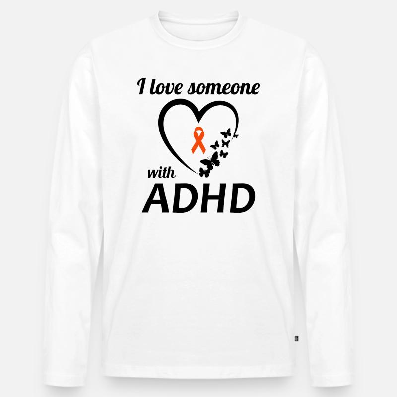 ADHS-Bewusstsein - Männer Premium Bio Langarmshirt - Weiß