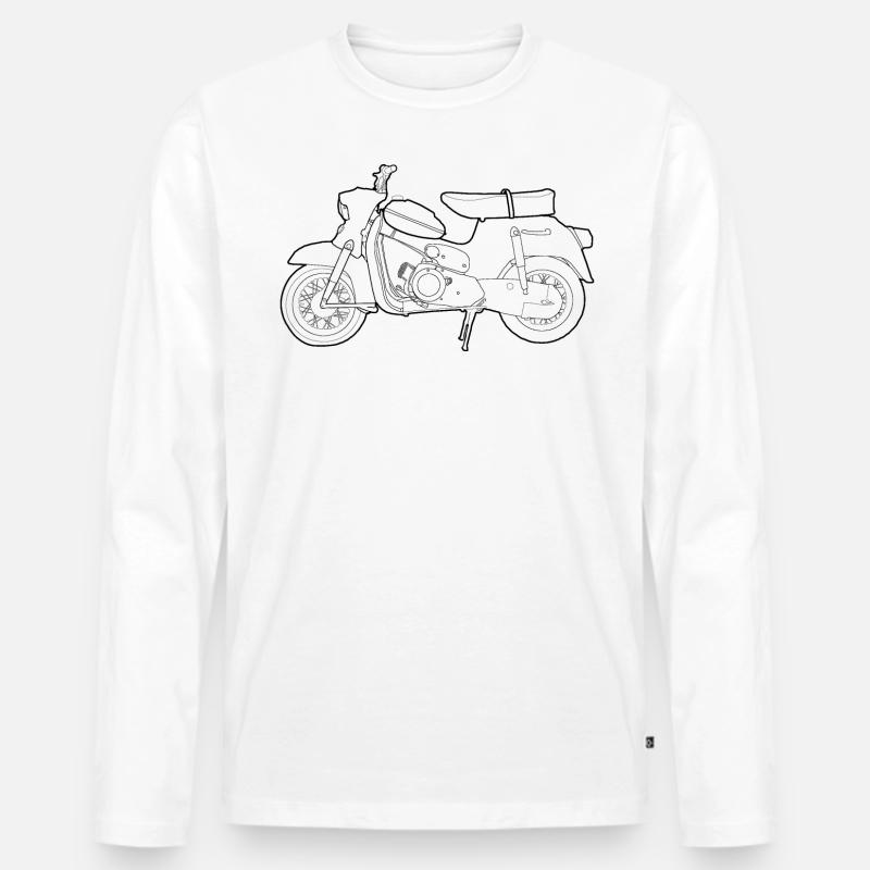 DS50 / Schwalbenfahrer / Ostalgie / Mofa Oldtimer - Männer Premium Bio Langarmshirt - Weiß