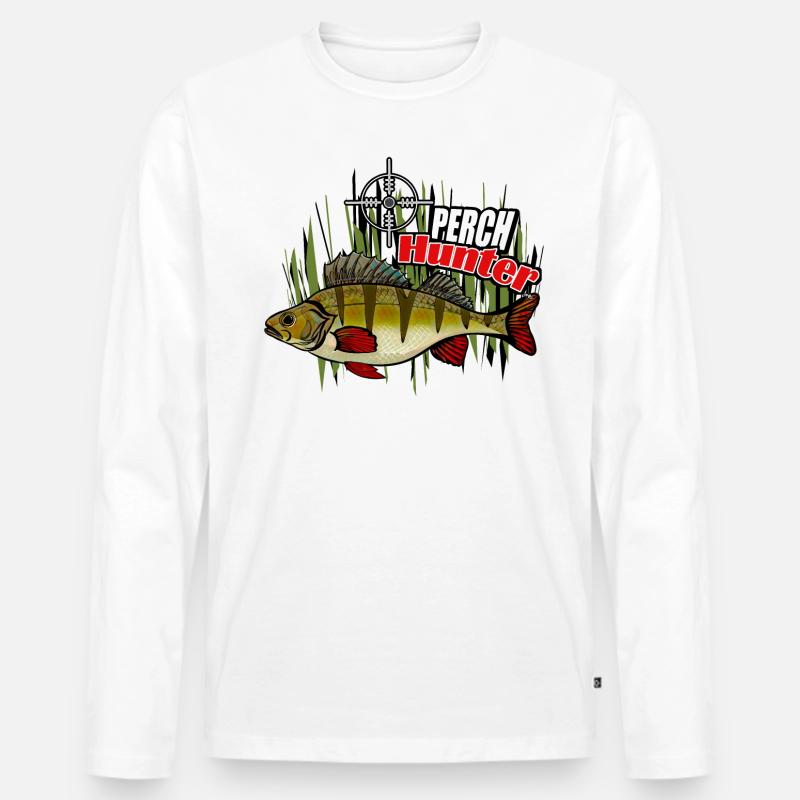 Barschfischen - Männer Premium Bio Langarmshirt - Weiß