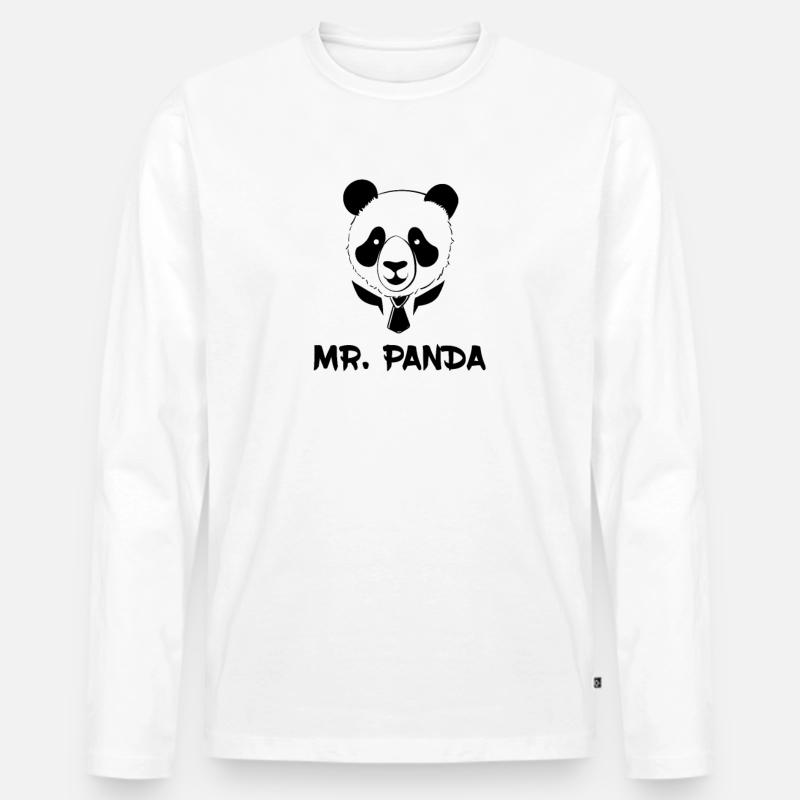 Panda - Mr. Panda - Männer Premium Bio Langarmshirt - Weiß