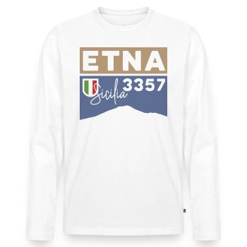Etna Etna Mongibello volcano mountain Sicily souvenir - Men's Premium Organic Long Sleeve Shirt - white - Front - Nico (187cm)