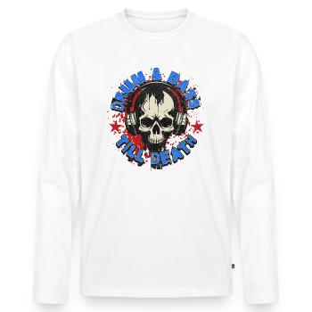 Chemise drum and bass - DNB jusqu’à la mort - T-shirt manches longues Premium bio Homme - blanc - Devant - Nico (187cm)