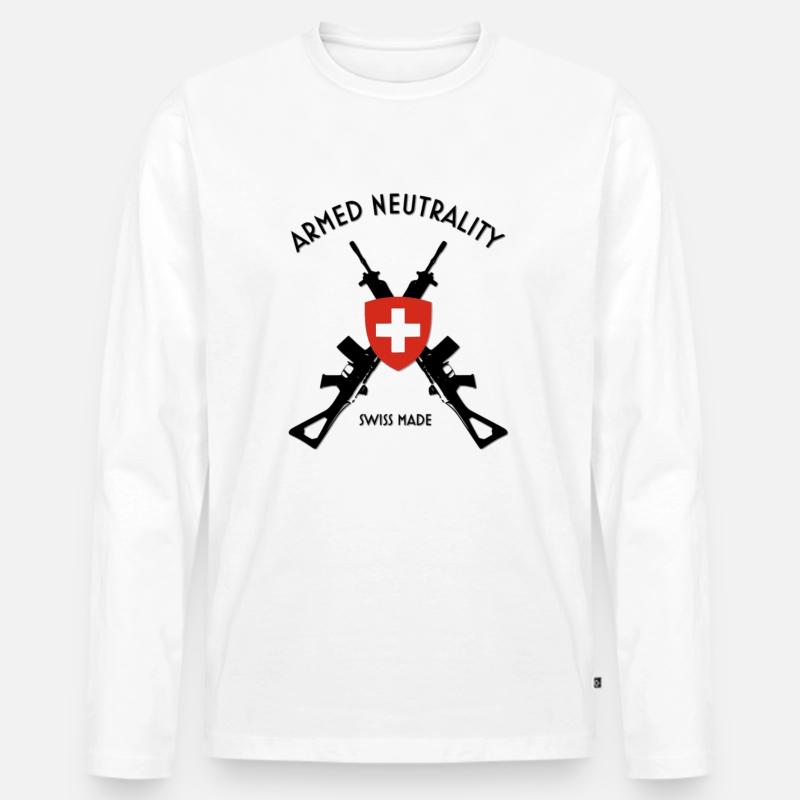 Bewaffnete neutralität schweizer gemacht - Männer Premium Bio Langarmshirt - Weiß