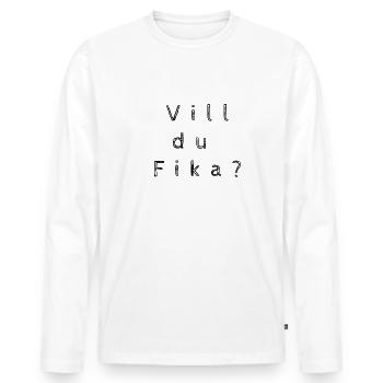 Drôle de phrase suédoise - Vill du Fika ? - T-shirt manches longues Premium bio Homme - blanc - Devant - Nico (187cm)