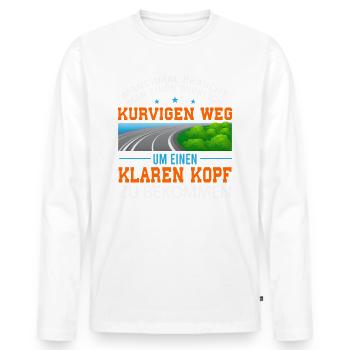 Motorrad Spruch - Männer Premium Bio Langarmshirt - Weiß - Vorne - Nico (187cm)