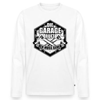 Atelier de mécanique automobile - T-shirt manches longues Premium bio Homme - blanc - Devant - Nico (187cm)