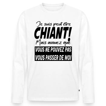 Je suis peut être chiant humour design homme - T-shirt manches longues Premium bio Homme - blanc - Devant - Nico (187cm)