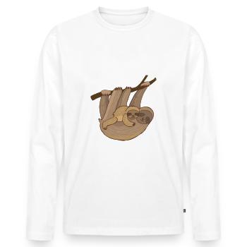 Faultier | Bestseller | - Männer Premium Bio Langarmshirt - Weiß - Vorne - Nico (187cm)