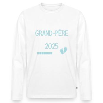 Arrière Grand père en 2025 Cadeau Futur Papy - T-shirt manches longues Premium bio Homme - blanc - Devant - Nico (187cm)