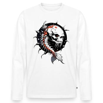Koi Skull // Totenkopf Fisch // Karpfen FS0171 - Männer Premium Bio Langarmshirt - Weiß - Vorne - Nico (187cm)