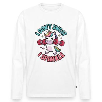 Ich schwitze nicht, ich funkle - Männer Premium Bio Langarmshirt - Weiß - Vorne - Nico (187cm)