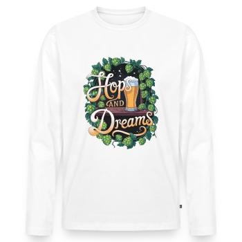 Hopfen und Träume - Männer Premium Bio Langarmshirt - Weiß - Vorne - Nico (187cm)