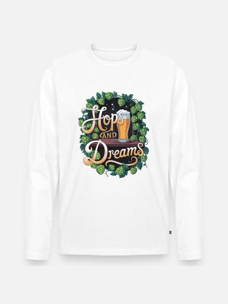 Hopfen und Träume - Männer Premium Bio Langarmshirt - Weiß