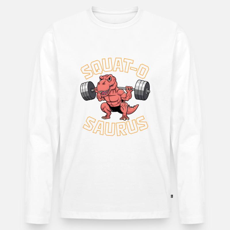 Squat-O Saurus - Männer Premium Bio Langarmshirt - Weiß