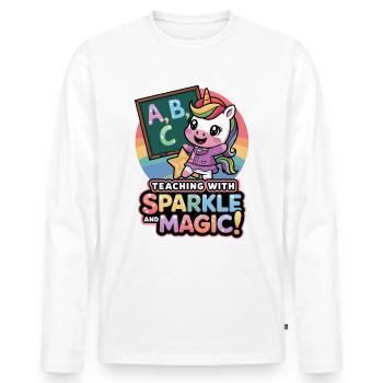 Teaching With Sparkle And Magic! - Men's Premium Organic Long Sleeve Shirt - white - Front - Nico (187cm)