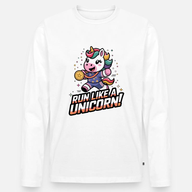 Renne wie ein Einhorn! - Männer Premium Bio Langarmshirt - Weiß