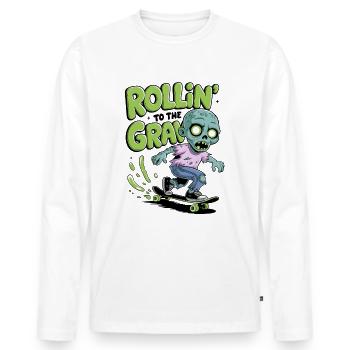 Rollin To The Grave - Men's Premium Organic Long Sleeve Shirt - white - Front - Nico (187cm)
