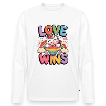 Love Wins - Men's Premium Organic Long Sleeve Shirt - white - Front - Nico (187cm)