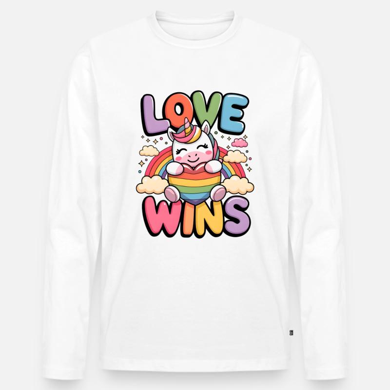 Liebe gewinnt - Männer Premium Bio Langarmshirt - Weiß