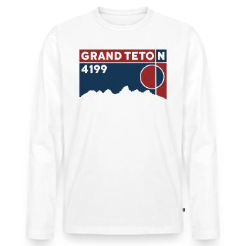 Grand Teton Finisher randonnée Wyoming cadeau souvenir - T-shirt manches longues Premium bio Homme - blanc - Devant - Nico (187cm)