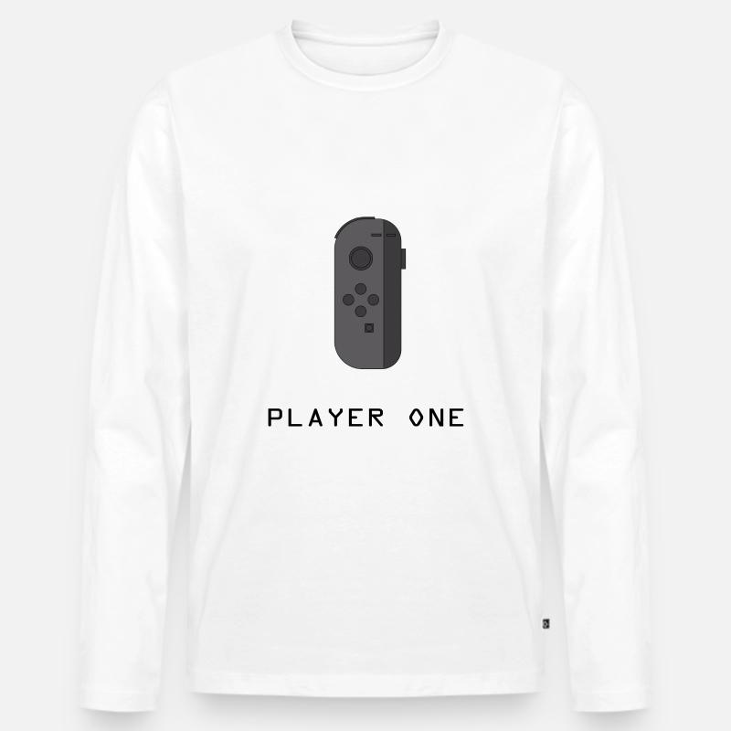 ¿Bereit Player One? - Männer Premium Bio Langarmshirt - Weiß