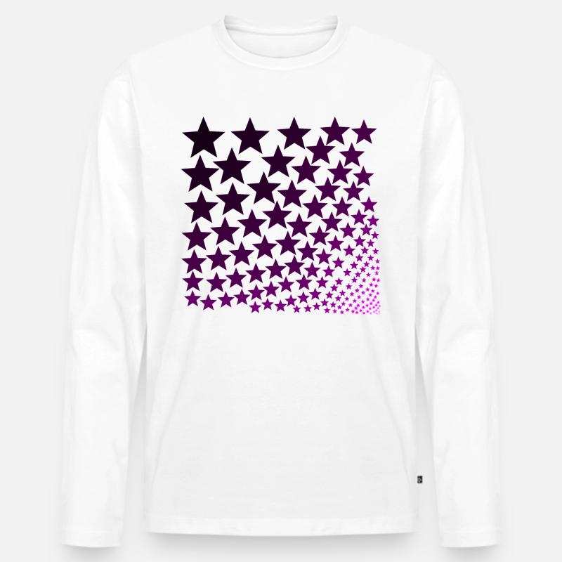 Sterne lila rosa Geschenkidee - Männer Premium Bio Langarmshirt - Weiß