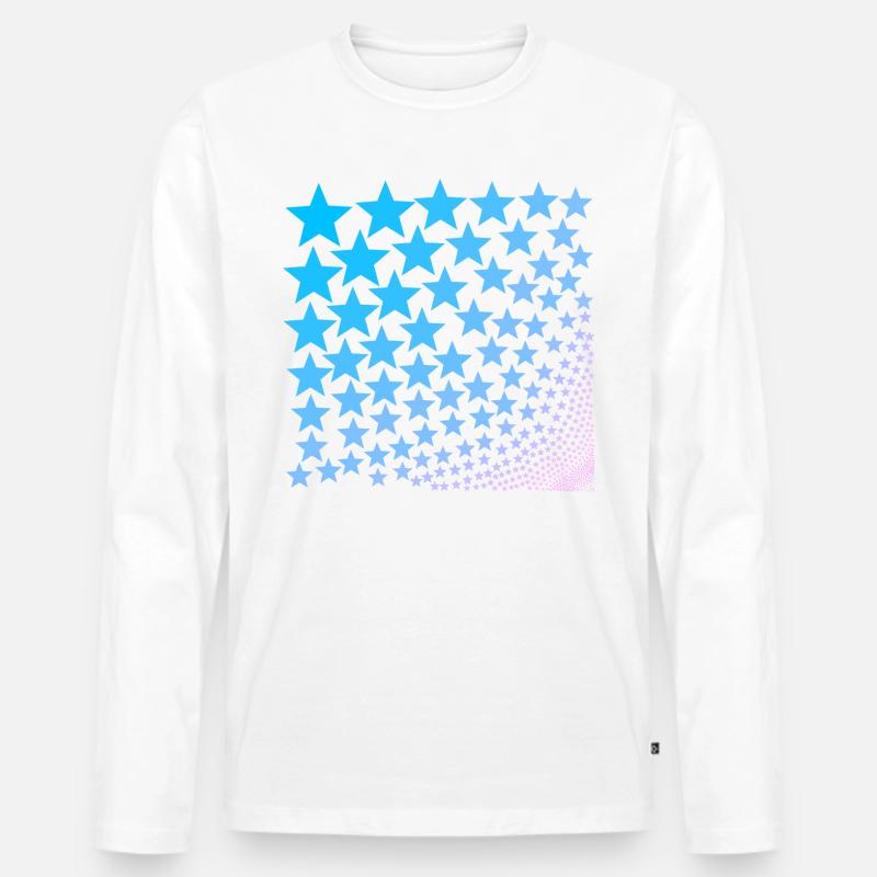 Sterne türkis rosa Geschenkidee - Männer Premium Bio Langarmshirt - Weiß