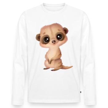 Suricate mignon avec des yeux - T-shirt manches longues Premium bio Homme - blanc - Devant - Nico (187cm)