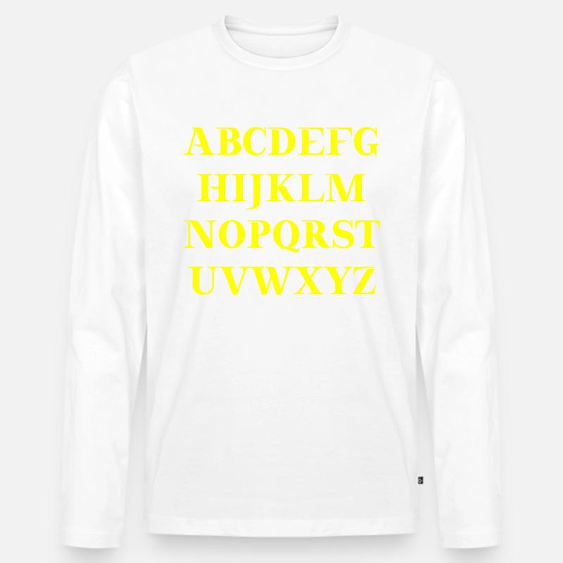 ABC Alphabet Geschenkidee - Männer Premium Bio Langarmshirt - Weiß