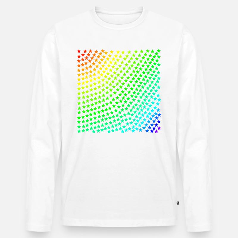 Stern Sterne Regenbogen bunt Geschenkidee - Männer Premium Bio Langarmshirt - Weiß