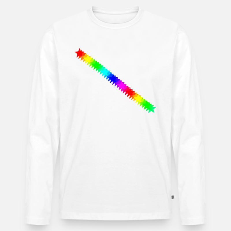 Sterne bunt Regenbogen Geschenkidee - Männer Premium Bio Langarmshirt - Weiß